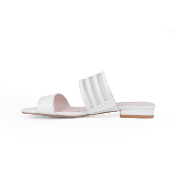 "SATINE" LEATHER AND MESH DOUBLE BAND SLIDES 